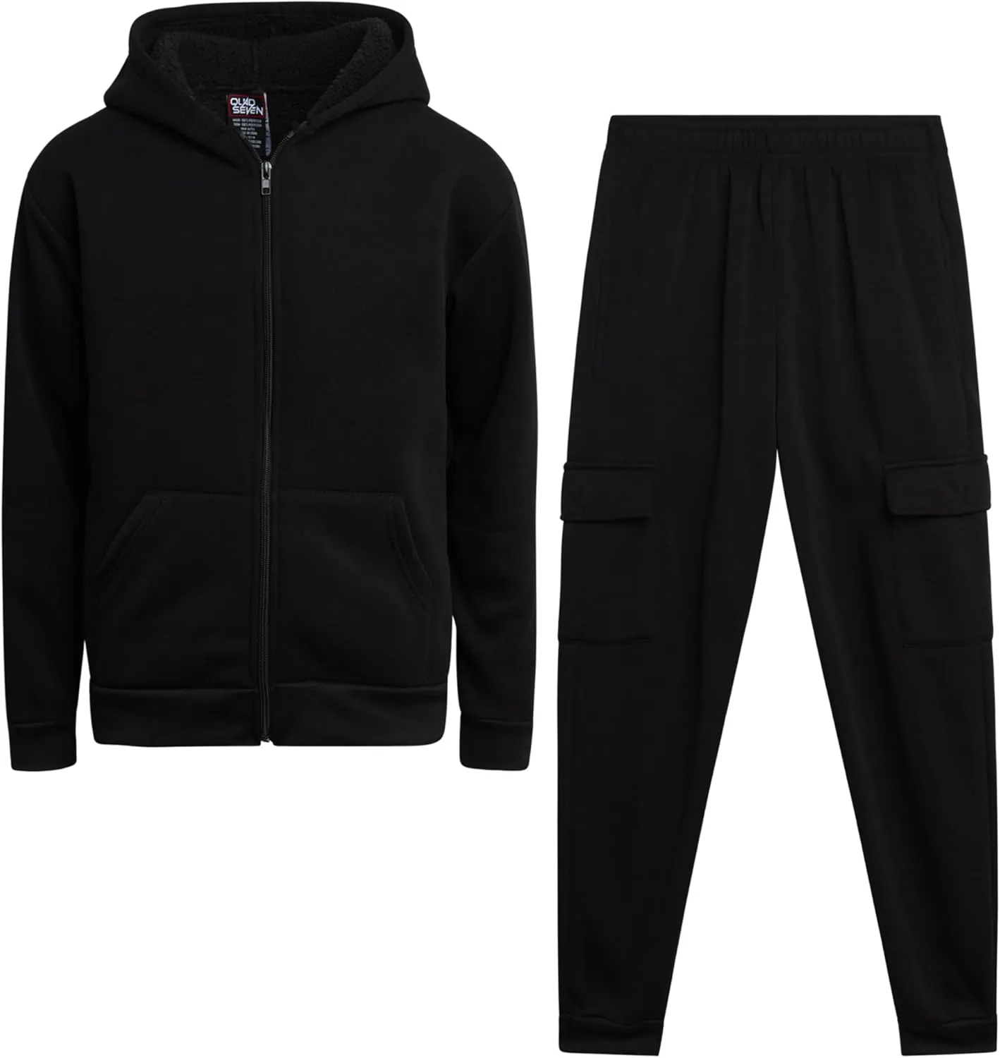 Boys' Sherpa Fleece Jogger Set - 2 Piece Basic Full Zip Fully Sherpa Lined Hoodie and Sweatpants (Size: 8-18)