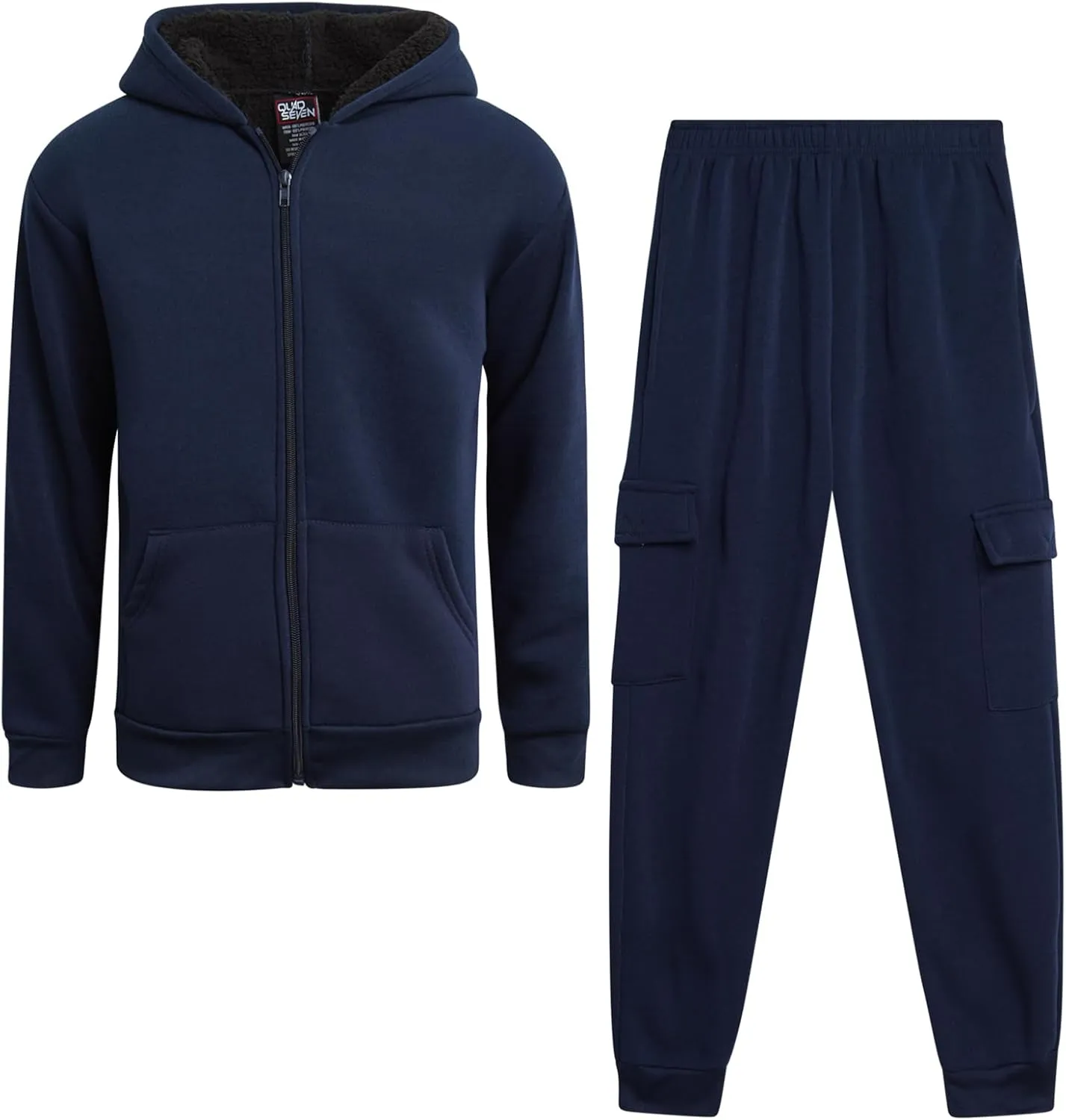 Boys' Sherpa Fleece Jogger Set - 2 Piece Basic Full Zip Fully Sherpa Lined Hoodie and Sweatpants (Size: 8-18)