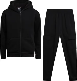 Boys' Sherpa Fleece Jogger Set - 2 Piece Basic Full Zip Fully Sherpa Lined Hoodie and Sweatpants (Size: 8-18)