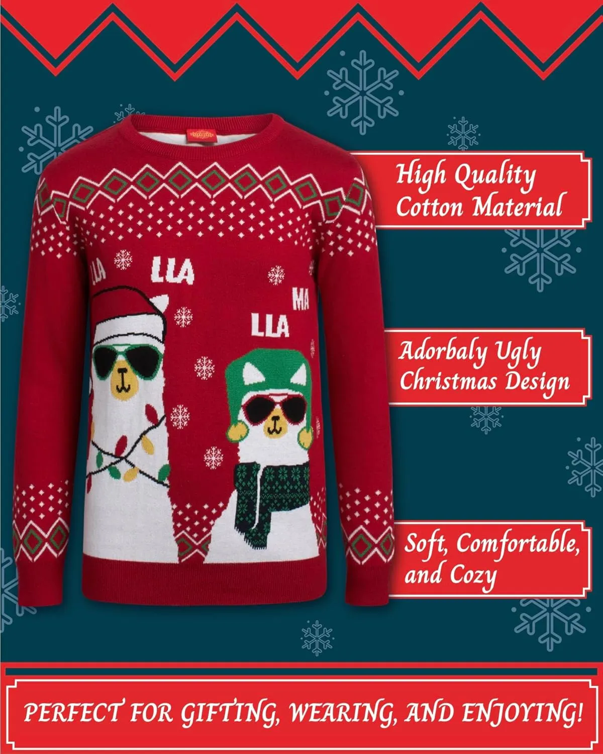 Boys' Sweater - Cozy Crewneck Pullover Santa Elf Reindeer Ugly Christmas Sweaters for Boys (Sizes: 8-16)