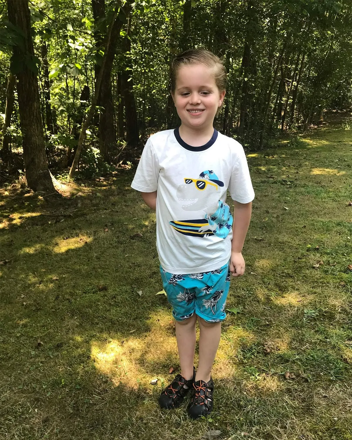 Bumeex Toddler Boys Cotton Clothing Sets Short Sleeve Tee and Shorts