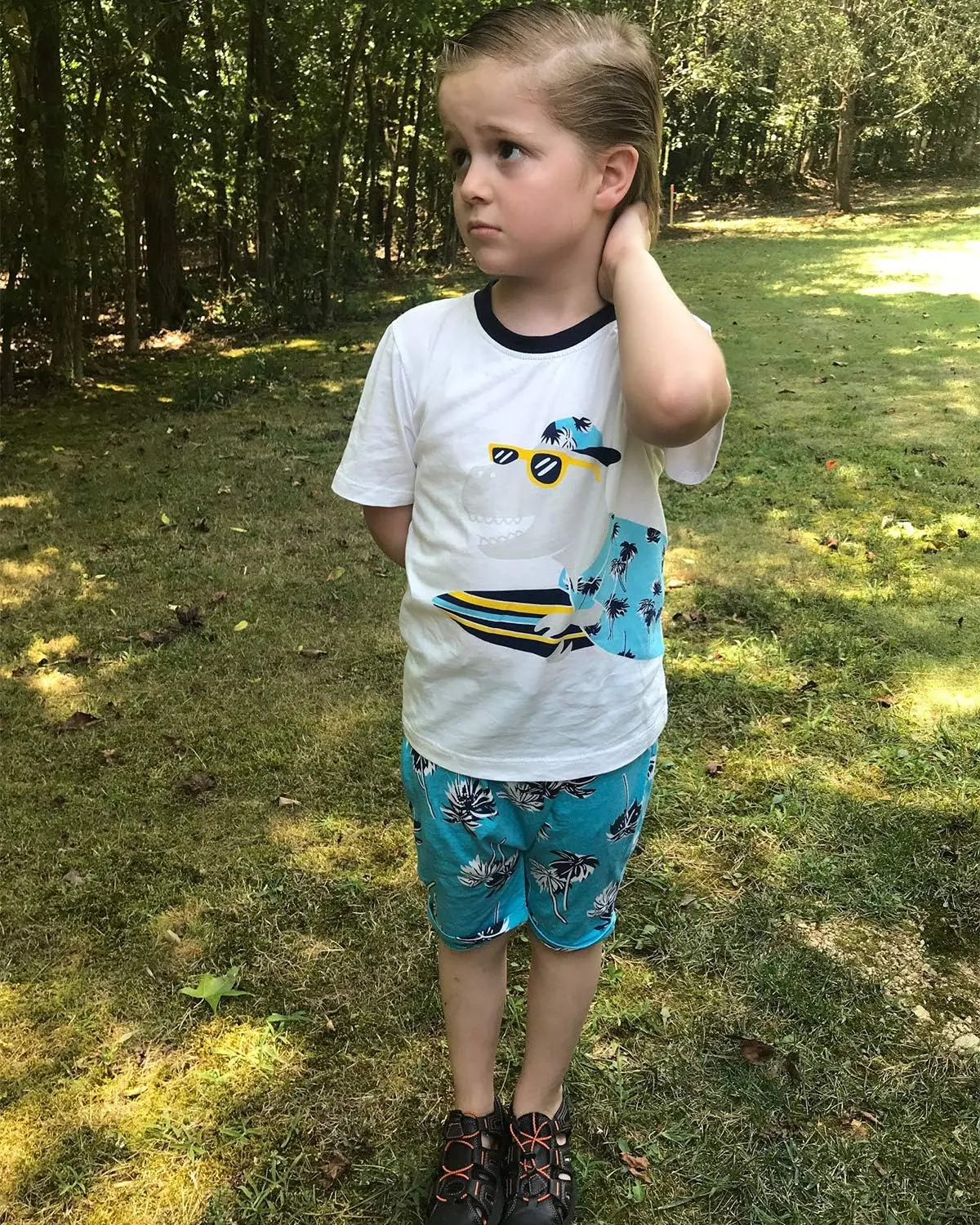Bumeex Toddler Boys Cotton Clothing Sets Short Sleeve Tee and Shorts