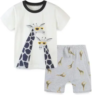 Bumeex Toddler Boy's Cotton Short Sleeve T-Shirt and Short Set 2-7Y
