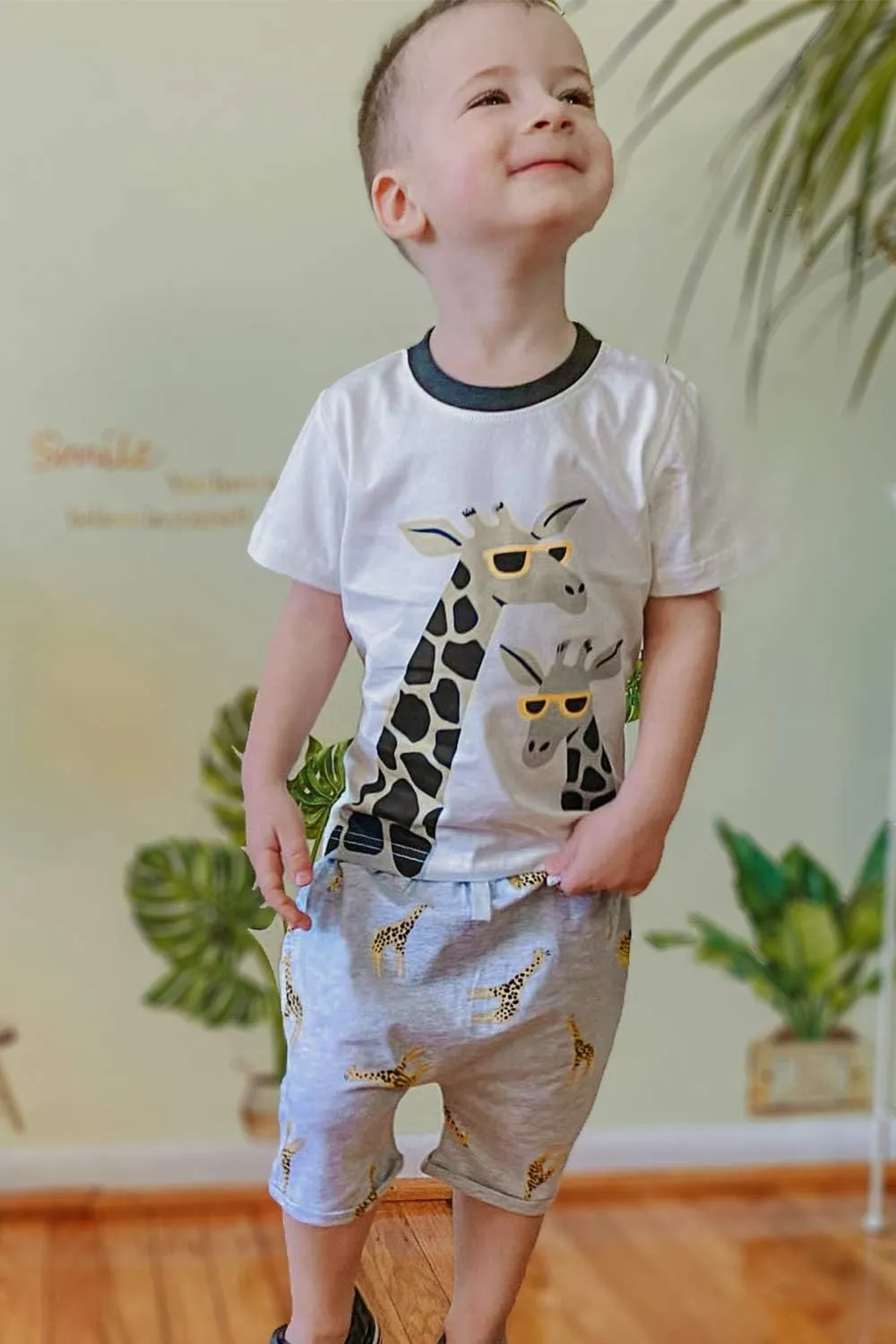 Bumeex Toddler Boy's Cotton Short Sleeve T-Shirt and Short Set 2-7Y
