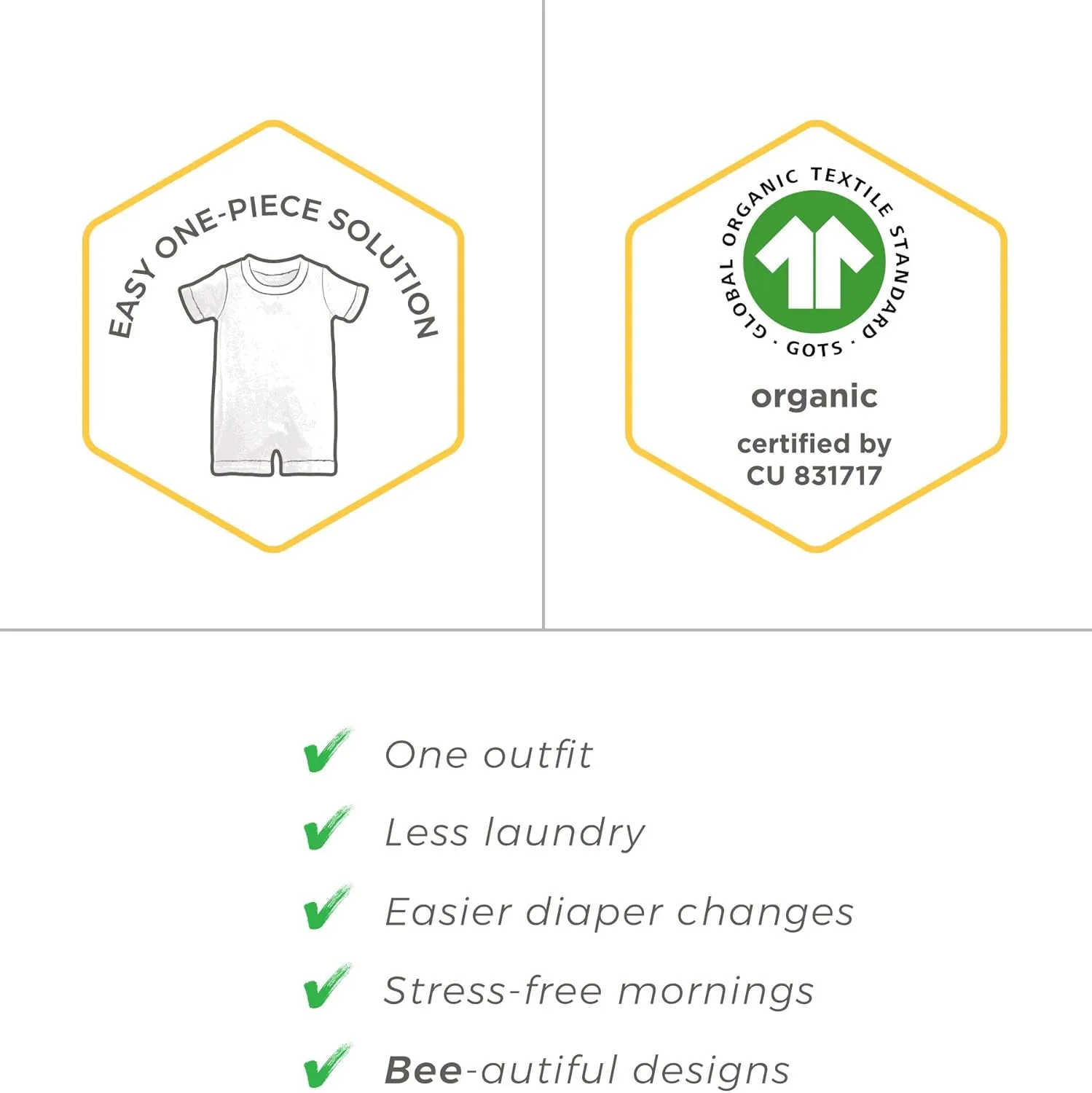 Burt's Bees Baby Baby Boys Short Sleeve Rompers, 100% Organic Cotton One-Piece Coverall and Layette Set