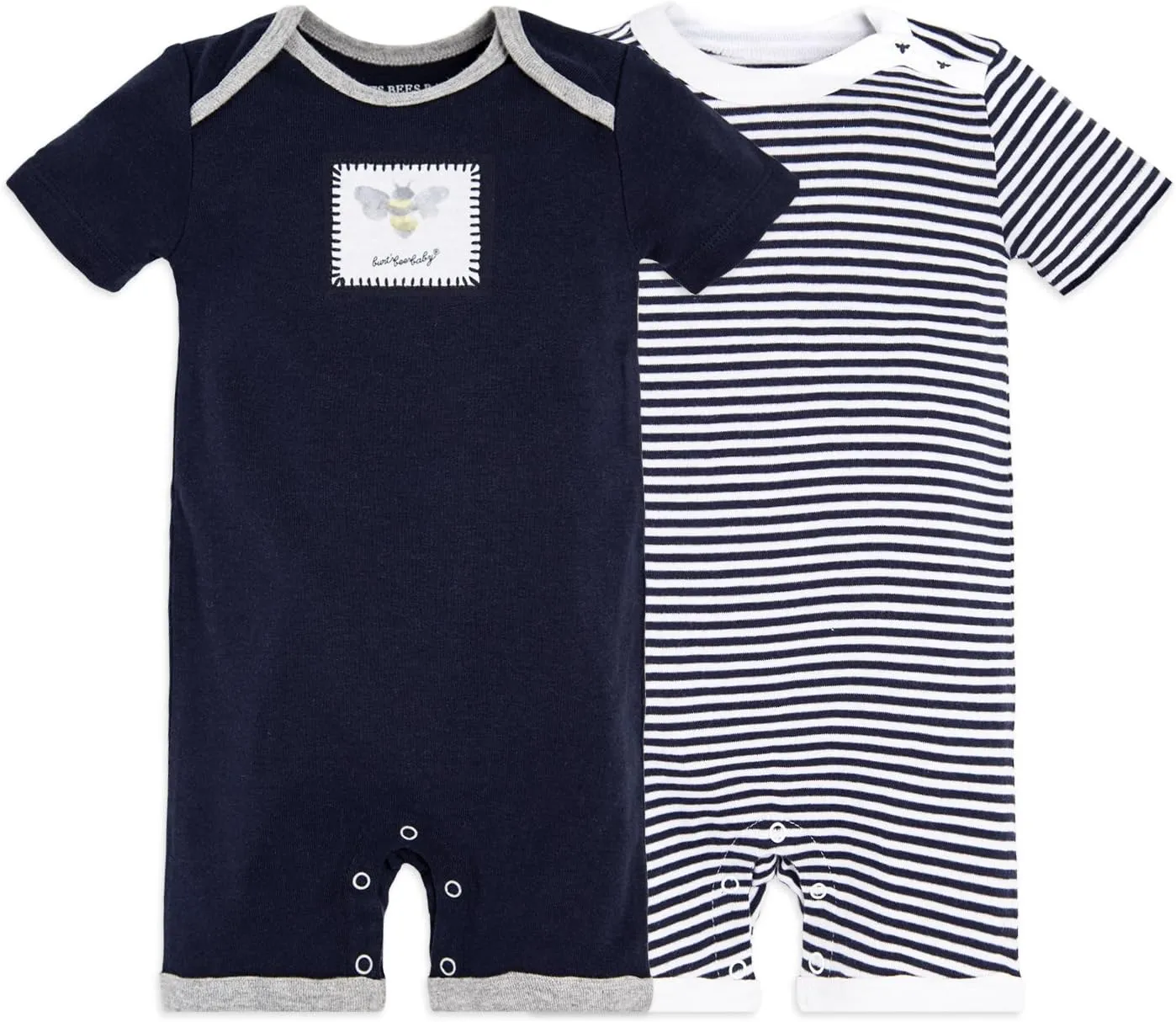 Burt's Bees Baby Baby Boys Short Sleeve Rompers, 100% Organic Cotton One-Piece Coverall and Layette Set