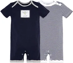 Burt's Bees Baby Baby Boys Short Sleeve Rompers, 100% Organic Cotton One-Piece Coverall and Layette Set