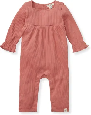 Burt's Bees Baby Baby Girls Romper - 100% Organic Cotton, One-Piece Shortall Girl Outfit for Sizes Newborn to 24 Months
