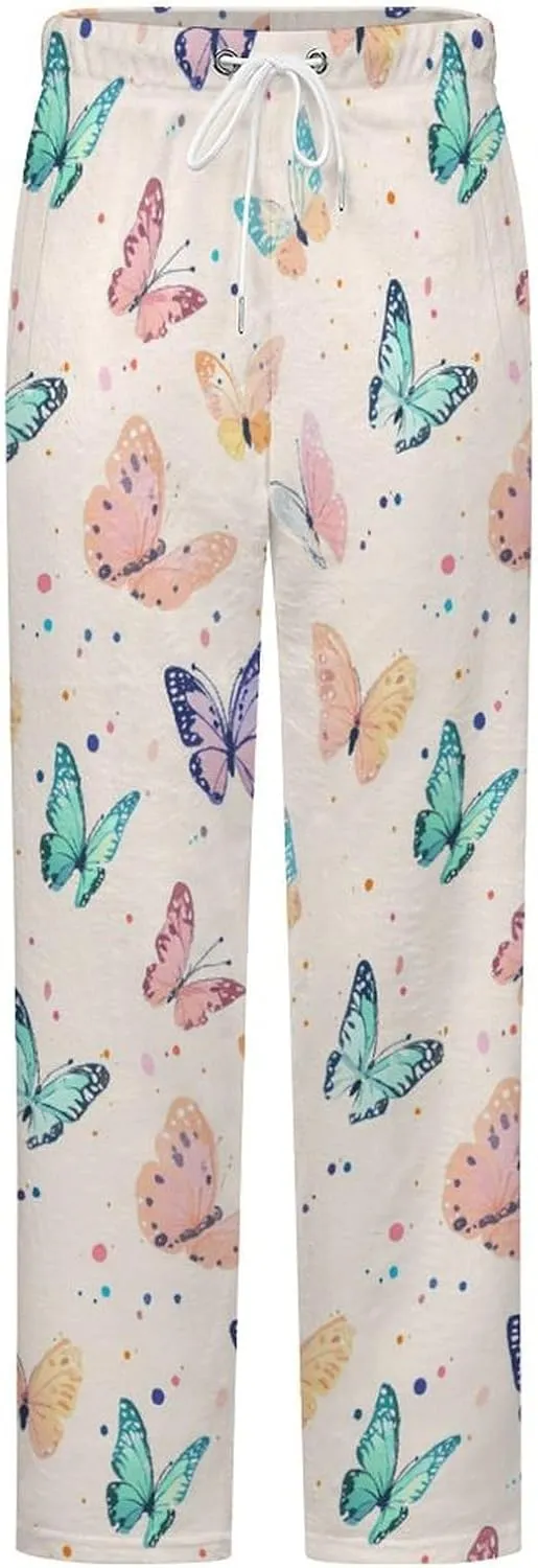 Butterfly-1 Women's Pajama Pants Fleece Warm Pj Bottoms Sleepwear Lounge Pants Loungewear