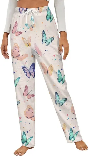 Butterfly-1 Women's Pajama Pants Fleece Warm Pj Bottoms Sleepwear Lounge Pants Loungewear