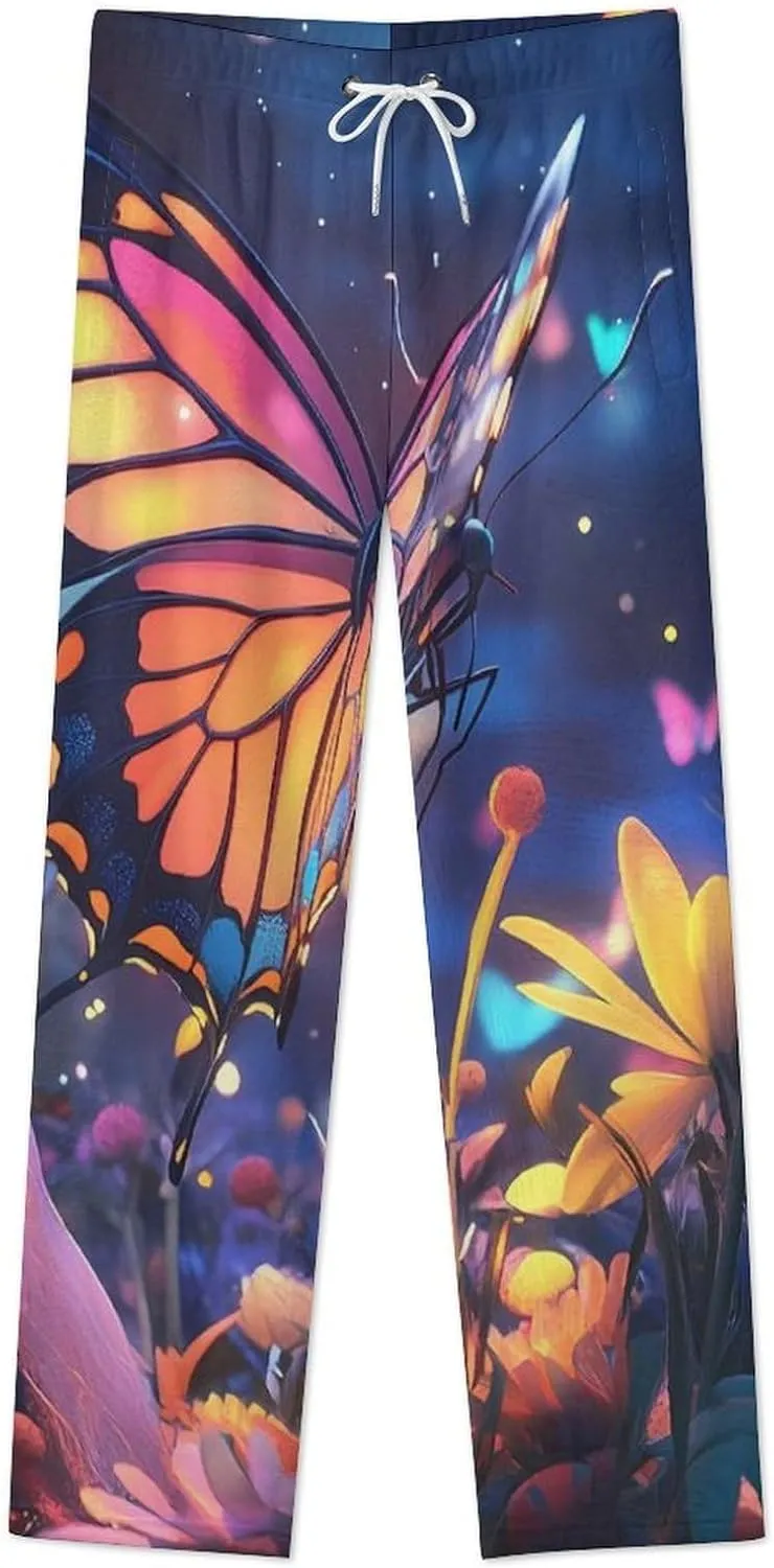 Butterfly Women's Pajama Pants Fleece Warm Pj Bottoms Sleepwear Lounge Pants Loungewear