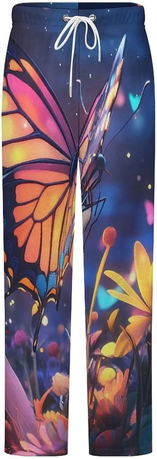 Butterfly Women's Pajama Pants Fleece Warm Pj Bottoms Sleepwear Lounge Pants Loungewear
