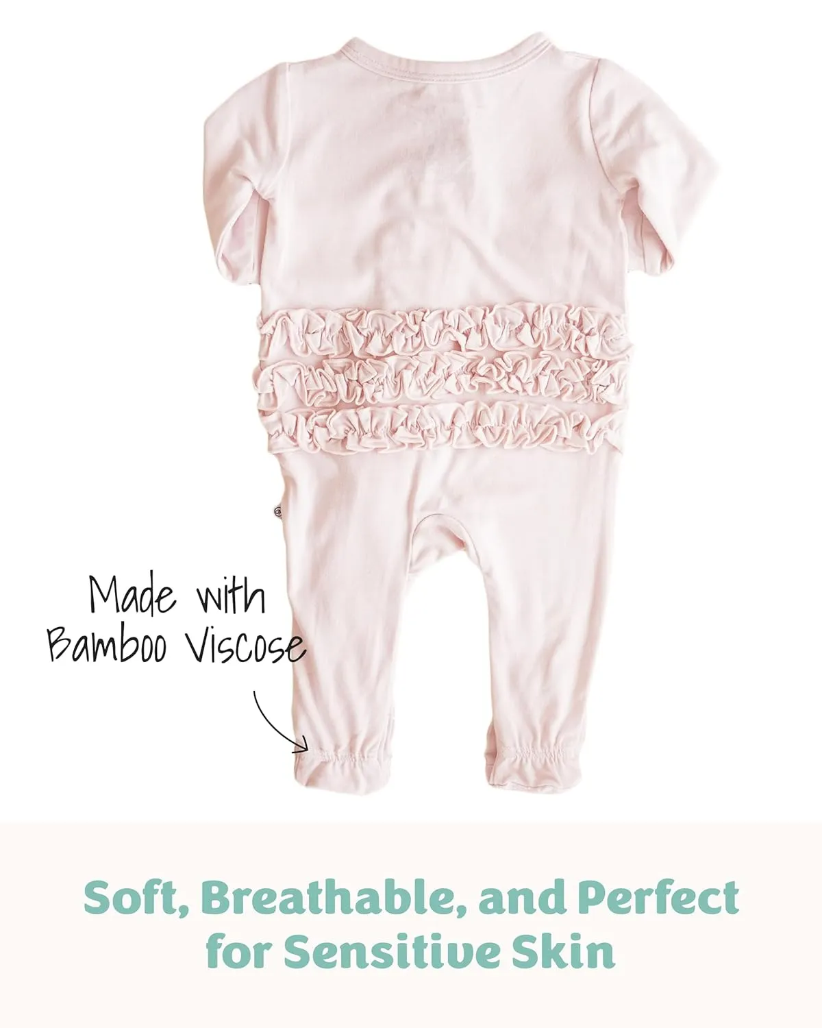 Caden Lane Zippered Baby Footie Pajamas, Soft Onesie Bodysuit with Feet & Double Zipper for Easy Diaper Change, Infant, and Toddler Footed One-Piece Jumpsuit, Pale Pink, 6-12 Months