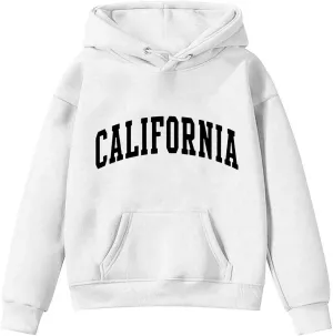 California Oversized Hoodies for Girls Letter Printed Drop Shoulder Graphic Sweatshirts Pullover Tops for 3-12 Years