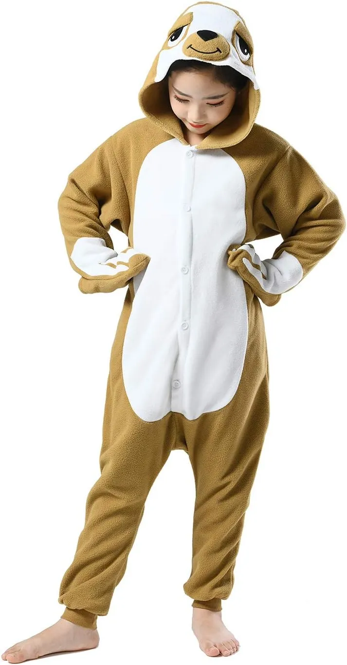 CANASOUR Sloth Costumes Kids Halloween Onesie Christmas Anime Cosplay Animal One Piece Pajamas 4-12 Years Girls Boys