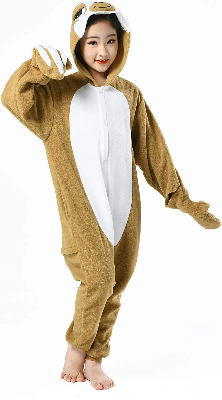 CANASOUR Sloth Costumes Kids Halloween Onesie Christmas Anime Cosplay Animal One Piece Pajamas 4-12 Years Girls Boys