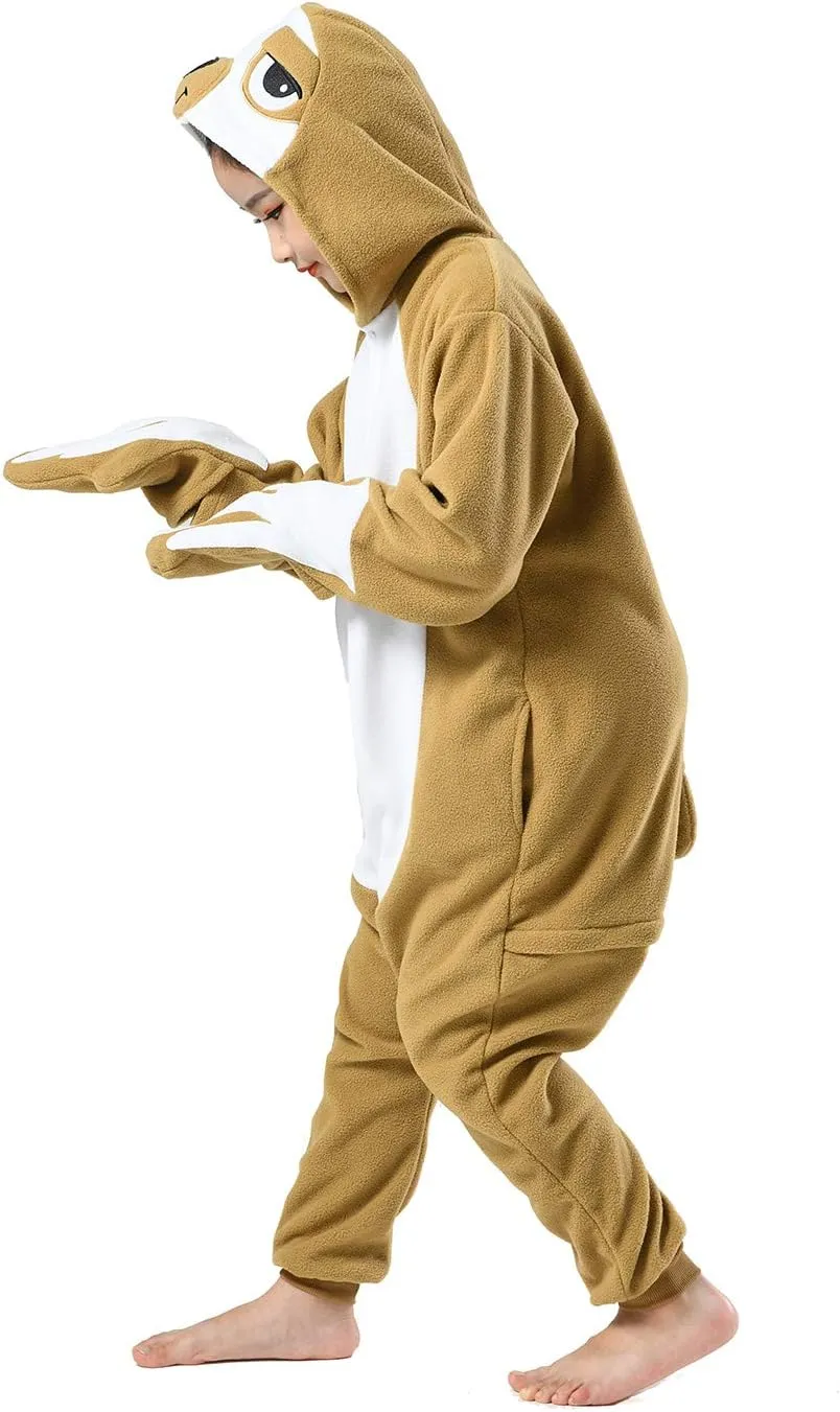 CANASOUR Sloth Costumes Kids Halloween Onesie Christmas Anime Cosplay Animal One Piece Pajamas 4-12 Years Girls Boys