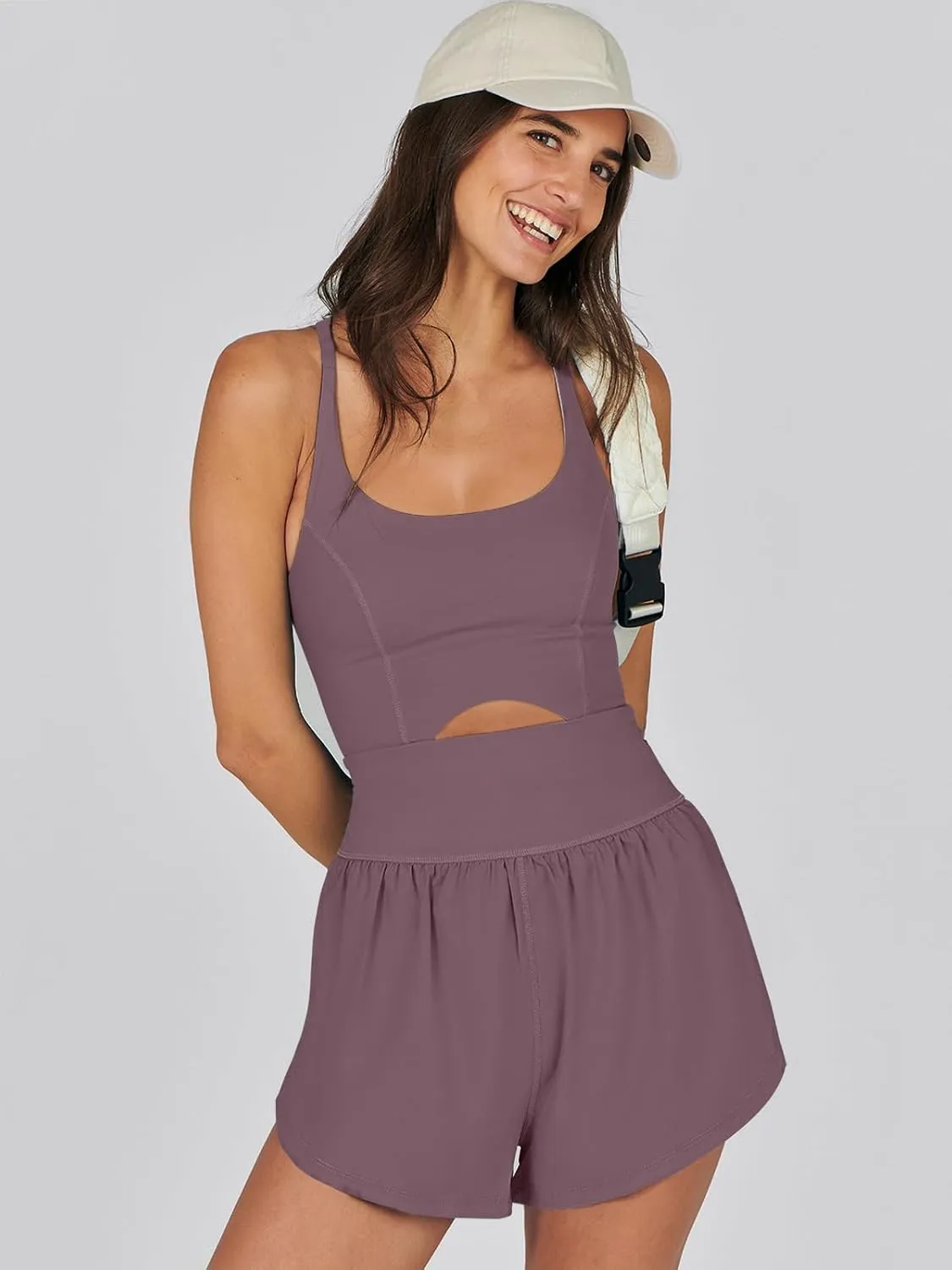 Caracilia Women's Workout Athletic Romper Summer Sets Short Jumpsuits Onesie Running Outfits Exercise Gym 2025 Trendy Clothes