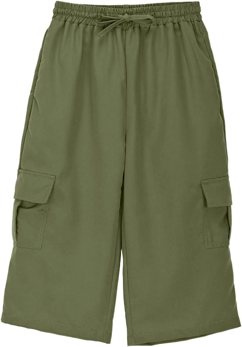 Cargo Shorts for Boys Capri Pants 3/4 Joggers School Uniform Athletic Khaki Shorts Quick Dry Cargo Pants Sweatpants