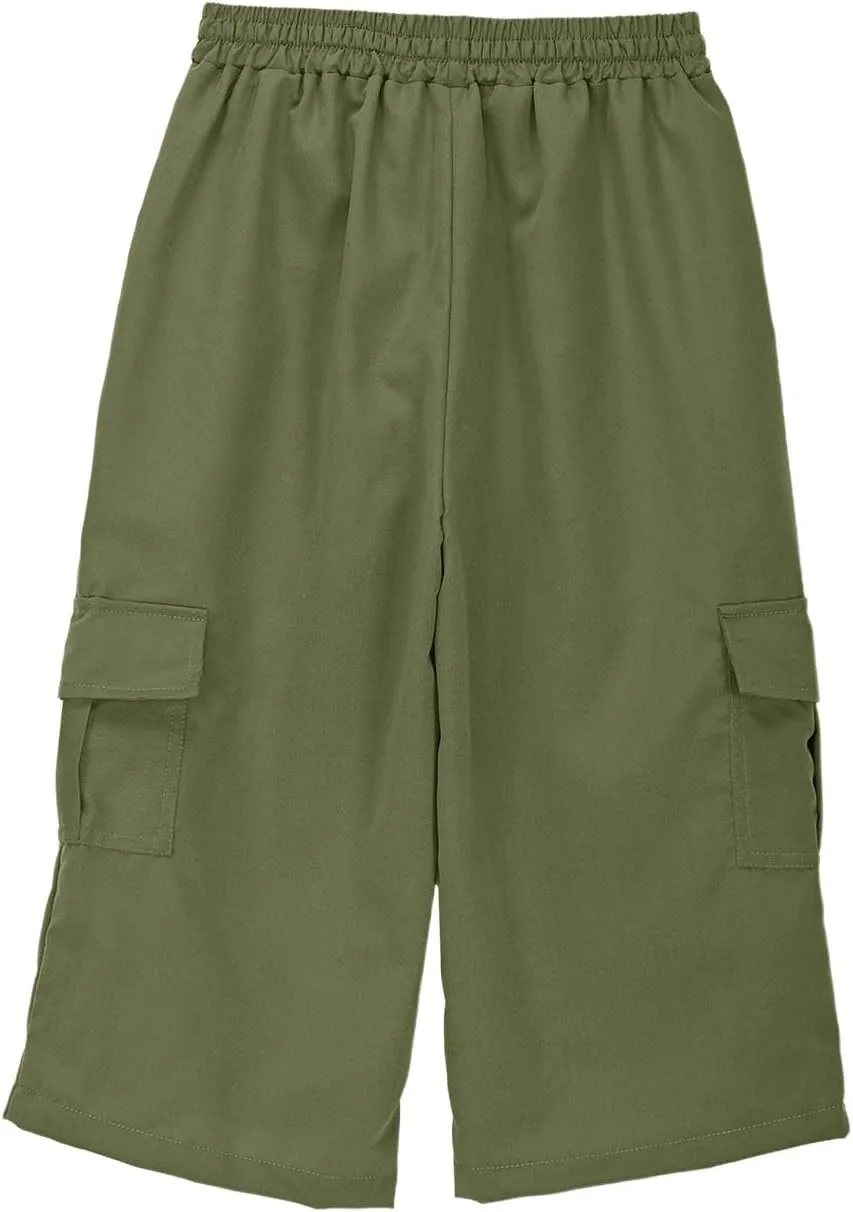 Cargo Shorts for Boys Capri Pants 3/4 Joggers School Uniform Athletic Khaki Shorts Quick Dry Cargo Pants Sweatpants
