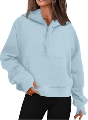 ChicCrate Half Zip Sweatshirt Women Quarter Zip Zip up Hoodie Jackets Winter Clothes Pullover 2025 Cowgirl Shirt