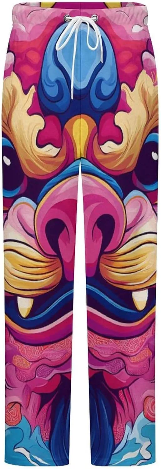 Chinese Lion Dances Women's Pajama Pants Fleece Warm Pj Bottoms Sleepwear Lounge Pants Loungewear