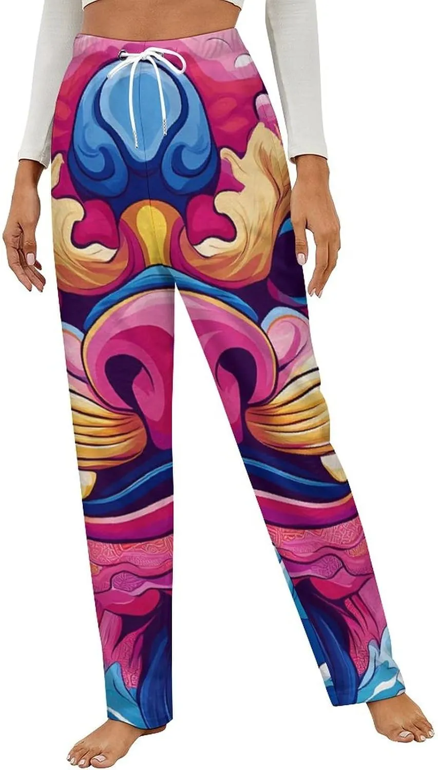 Chinese Lion Dances Women's Pajama Pants Fleece Warm Pj Bottoms Sleepwear Lounge Pants Loungewear