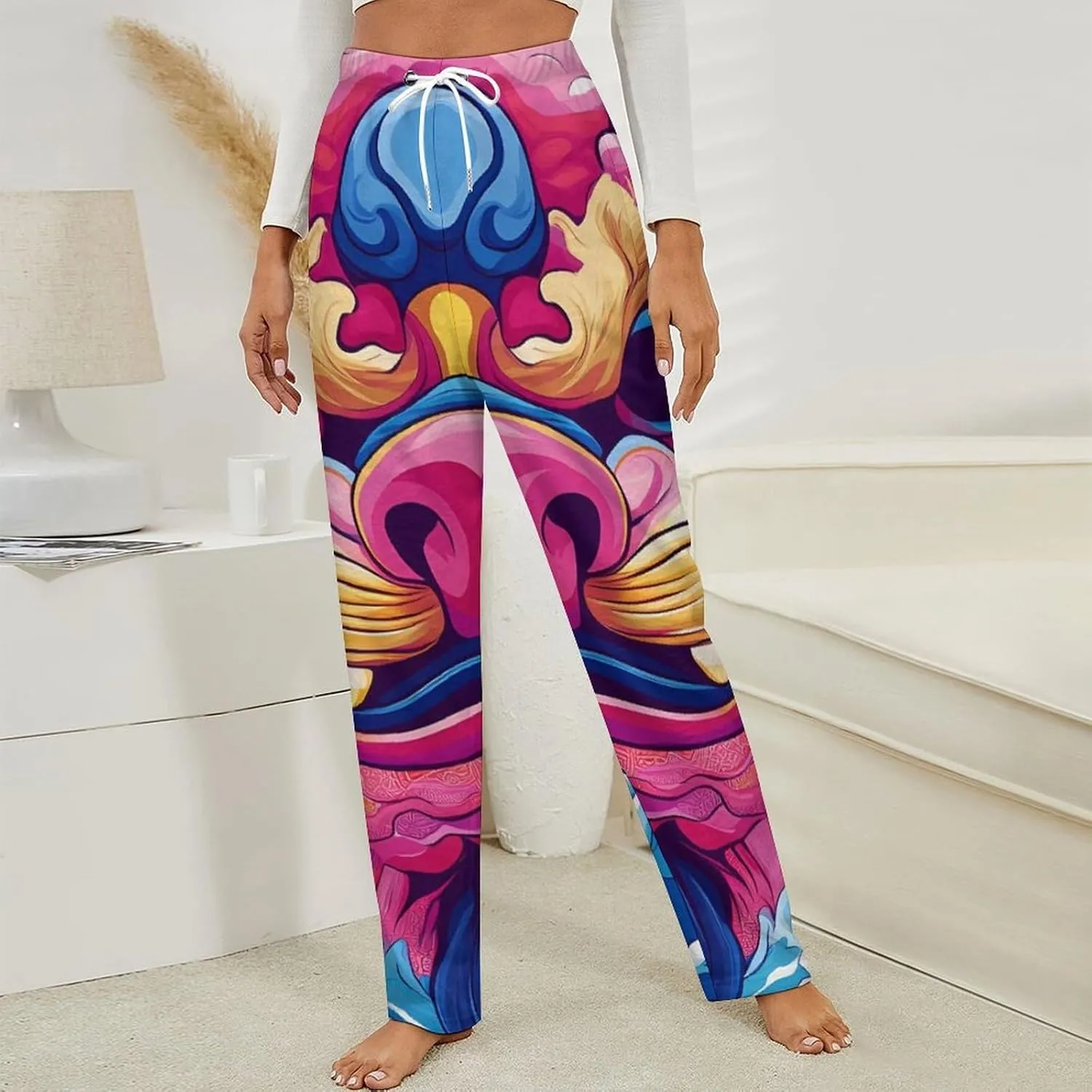 Chinese Lion Dances Women's Pajama Pants Fleece Warm Pj Bottoms Sleepwear Lounge Pants Loungewear