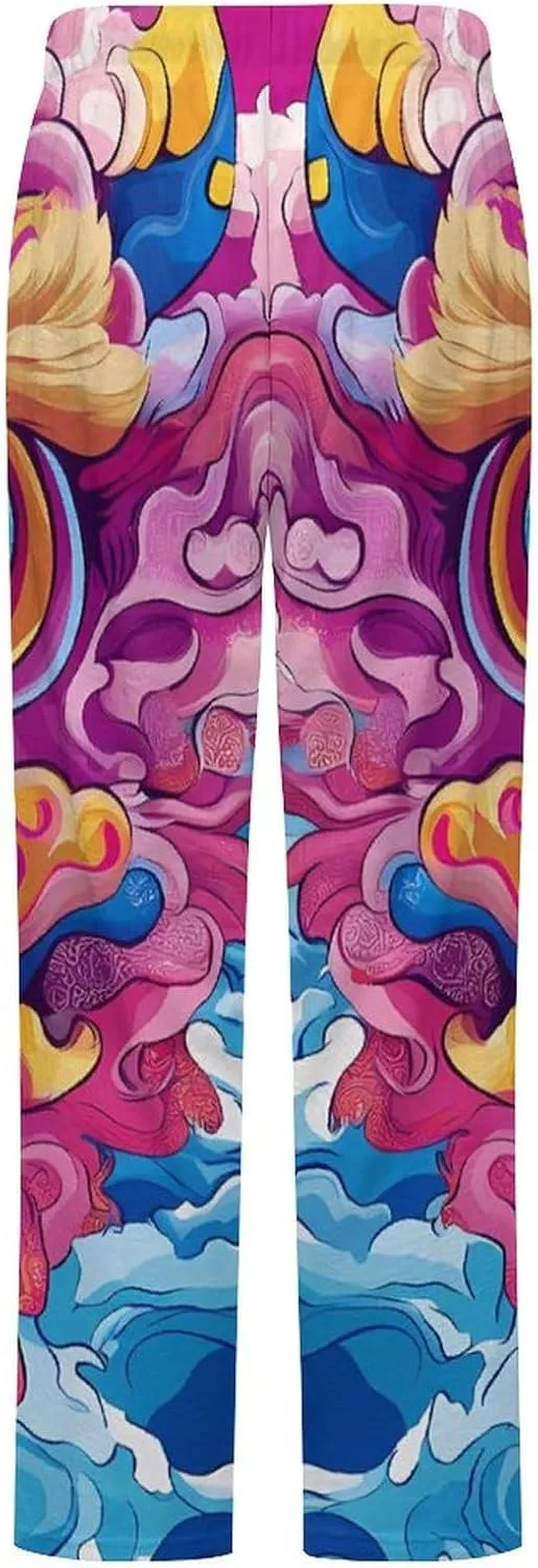 Chinese Lion Dances Women's Pajama Pants Fleece Warm Pj Bottoms Sleepwear Lounge Pants Loungewear