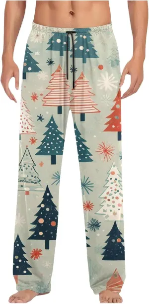 Christmas Womens Pajama Pants Funny Tree Snowflake Print Pj Pant for Men Women Matching Couples Unisex