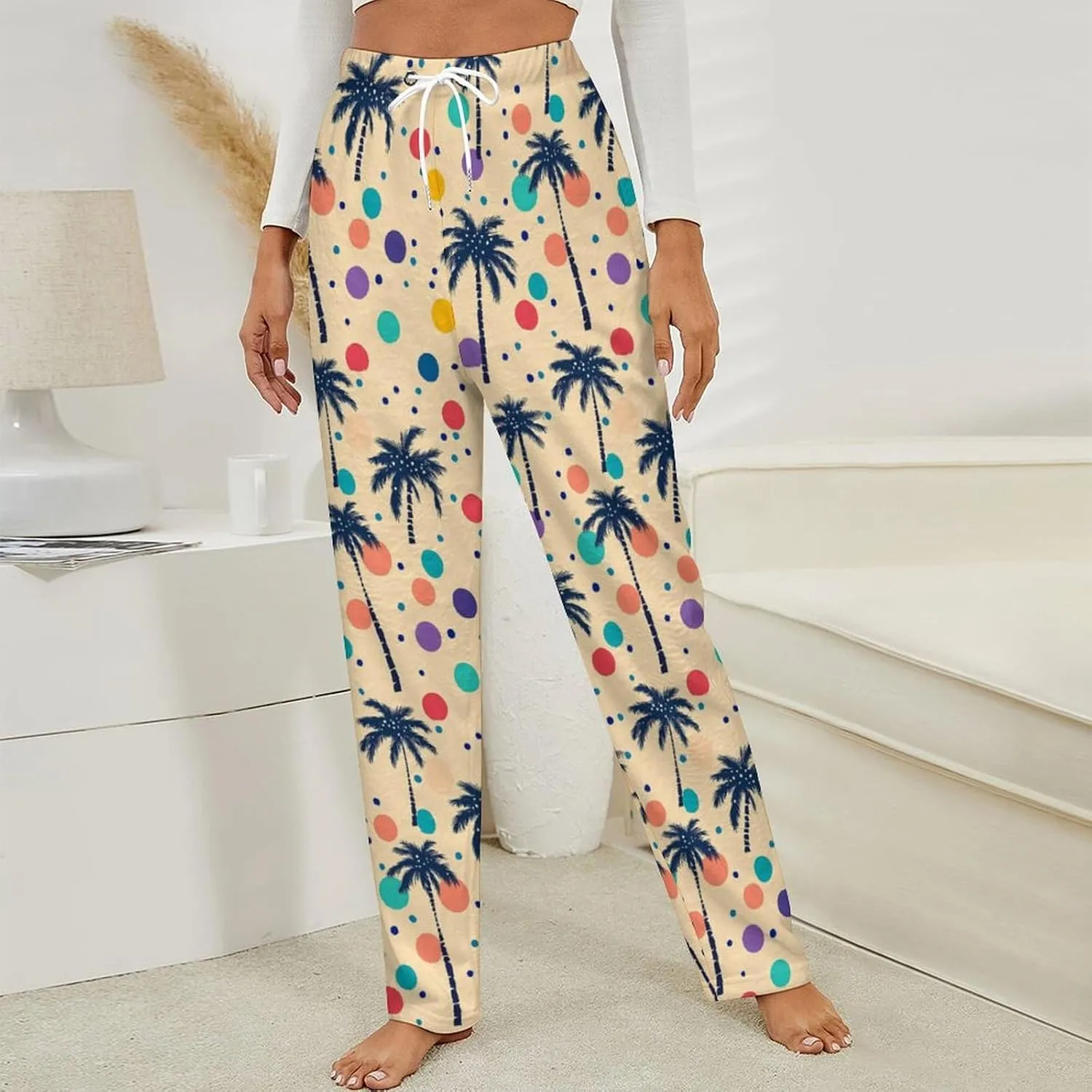 Coconut Trees-tropical Women's Pajama Pants Fleece Warm Pj Bottoms Sleepwear Lounge Pants Loungewear