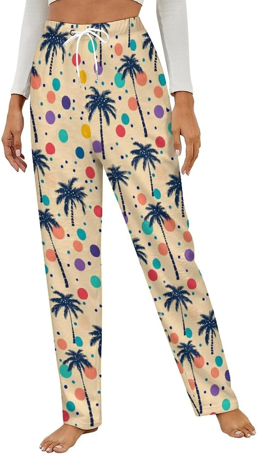 Coconut Trees-tropical Women's Pajama Pants Fleece Warm Pj Bottoms Sleepwear Lounge Pants Loungewear