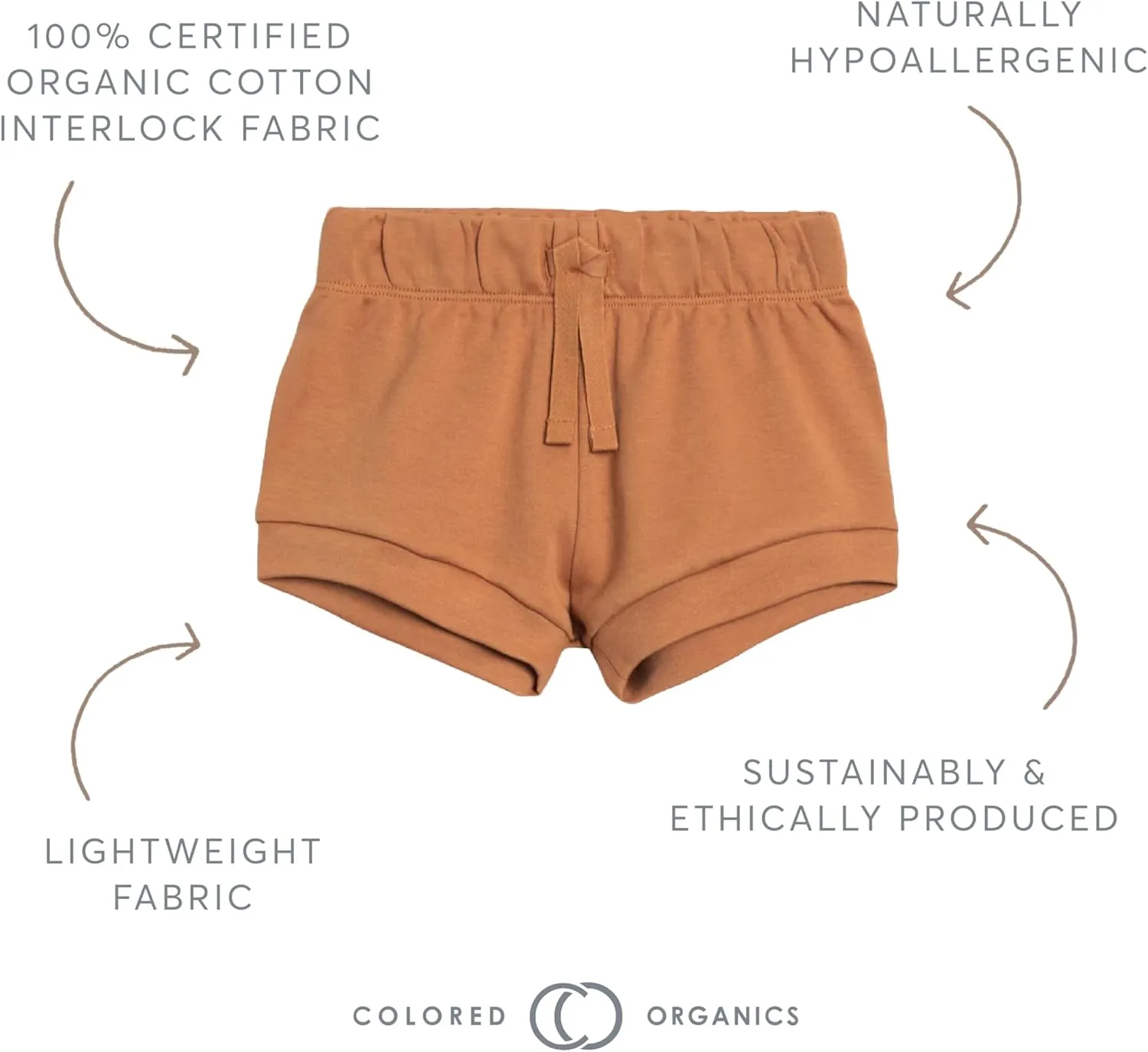 Colored Organics Baby and Kids Unisex Organic Cotton Shorts