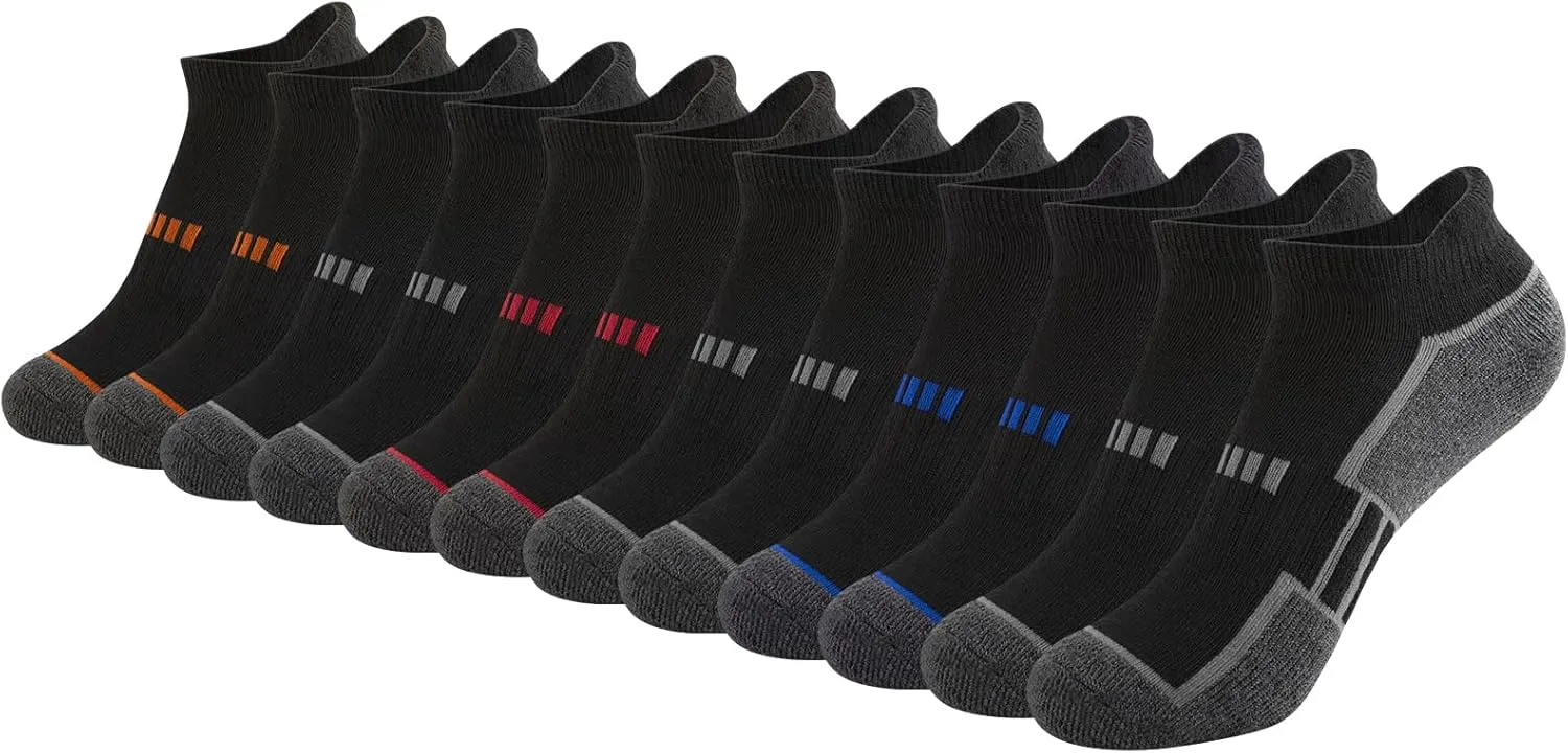 Comfoex 12 Pairs Boys Socks - Ankle Low Cut Athletic Half Cushioned Short Socks For Kids 4-6, 6-8, 8-10 Years Old