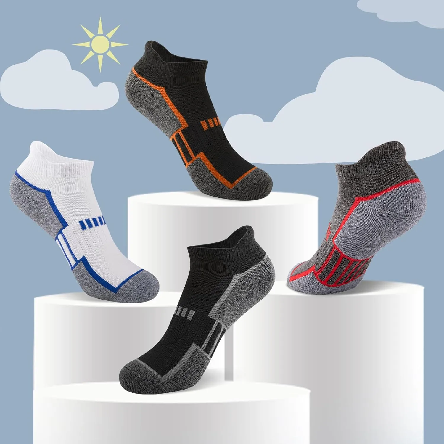 Comfoex 12 Pairs Boys Socks - Ankle Low Cut Athletic Half Cushioned Short Socks For Kids 4-6, 6-8, 8-10 Years Old