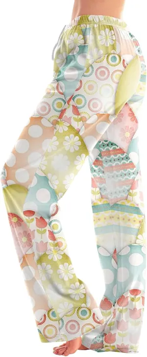 Comfy Pajama Pants for Women Drawstring Wide Leg Pj Bottoms Cute Easter Egg Bunny Print Palazzo Lounge Pants