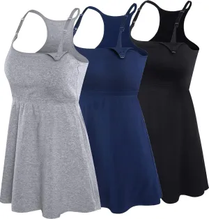 Cotton Maternity Nursing Tank Tops with Bralette Breastfeeding Shirts Pregnancy Clothes