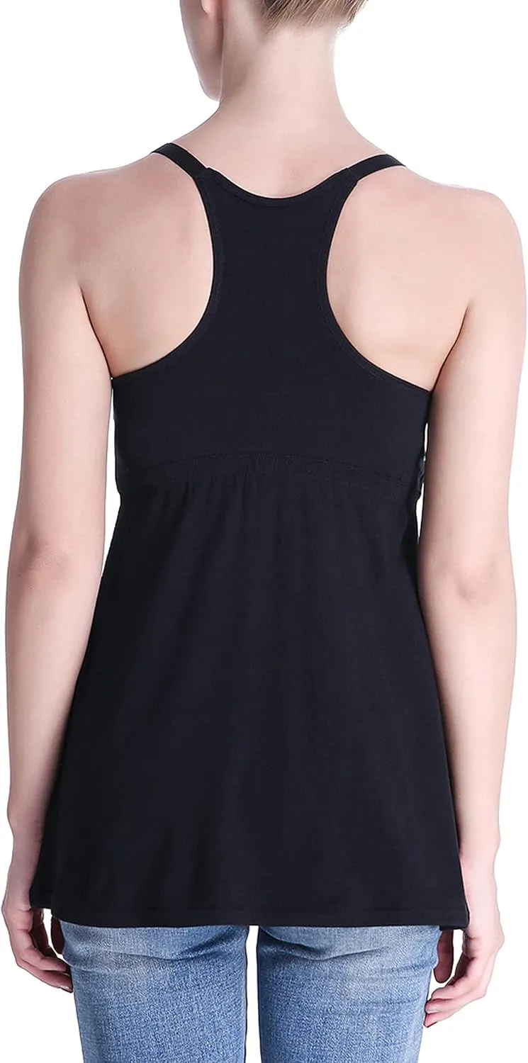 Cotton Maternity Nursing Tank Tops with Bralette Breastfeeding Shirts Pregnancy Clothes