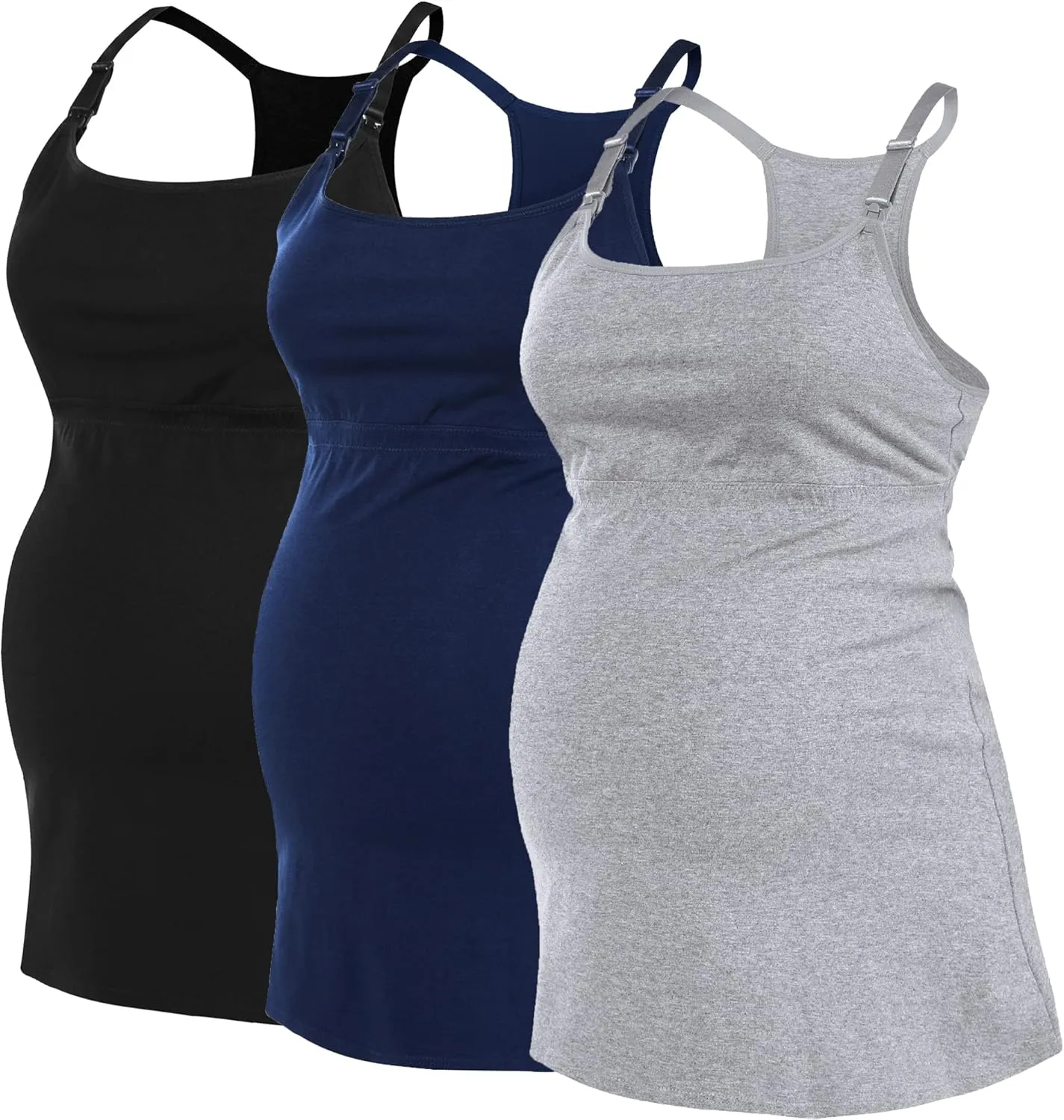 Cotton Maternity Nursing Tank Tops with Bralette Breastfeeding Shirts Pregnancy Clothes
