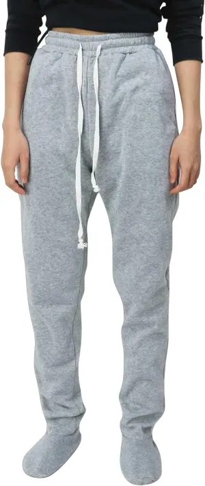 CRNTCEM Fleece Footed Pajamas for Women Adult Footed Sweatpants with Sherpa Fleece Lined Feet Winter Soft Warm Jogger Pants