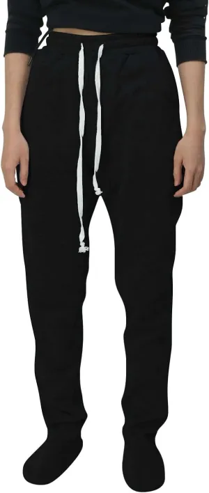 CRNTCEM Fleece Footed Pajamas for Women Adult Footed Sweatpants with Sherpa Fleece Lined Feet Winter Soft Warm Jogger Pants