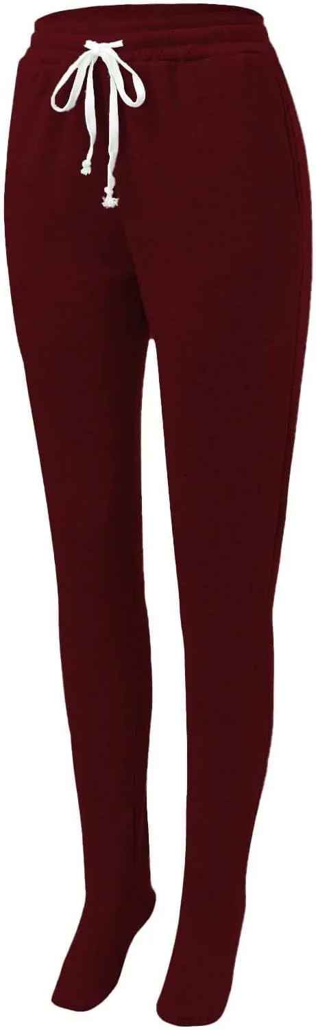 CRNTCEM Fleece Footed Pajamas for Women Adult Footed Sweatpants with Sherpa Fleece Lined Feet Winter Soft Warm Jogger Pants