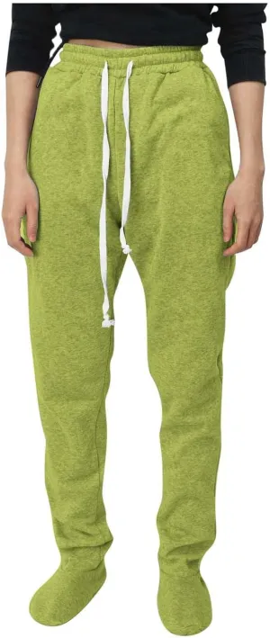 CRNTCEM Fleece Footed Pajamas for Women Adult Footed Sweatpants with Sherpa Fleece Lined Feet Winter Soft Warm Jogger Pants