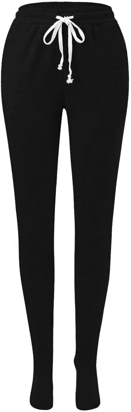 CRNTCEM Fleece Footed Pajamas for Women Adult Footed Sweatpants with Sherpa Fleece Lined Feet Winter Soft Warm Jogger Pants