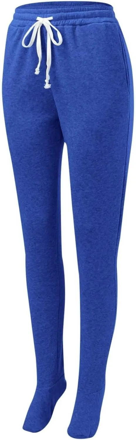 CRNTCEM Fleece Footed Pajamas for Women Adult Footed Sweatpants with Sherpa Fleece Lined Feet Winter Soft Warm Jogger Pants