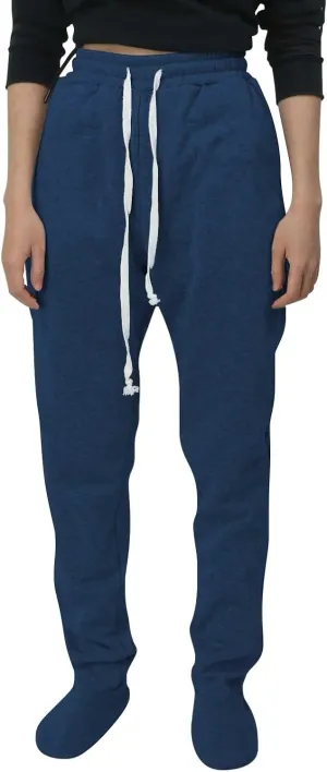 CRNTCEM Fleece Footed Pajamas for Women Adult Footed Sweatpants with Sherpa Fleece Lined Feet Winter Soft Warm Jogger Pants