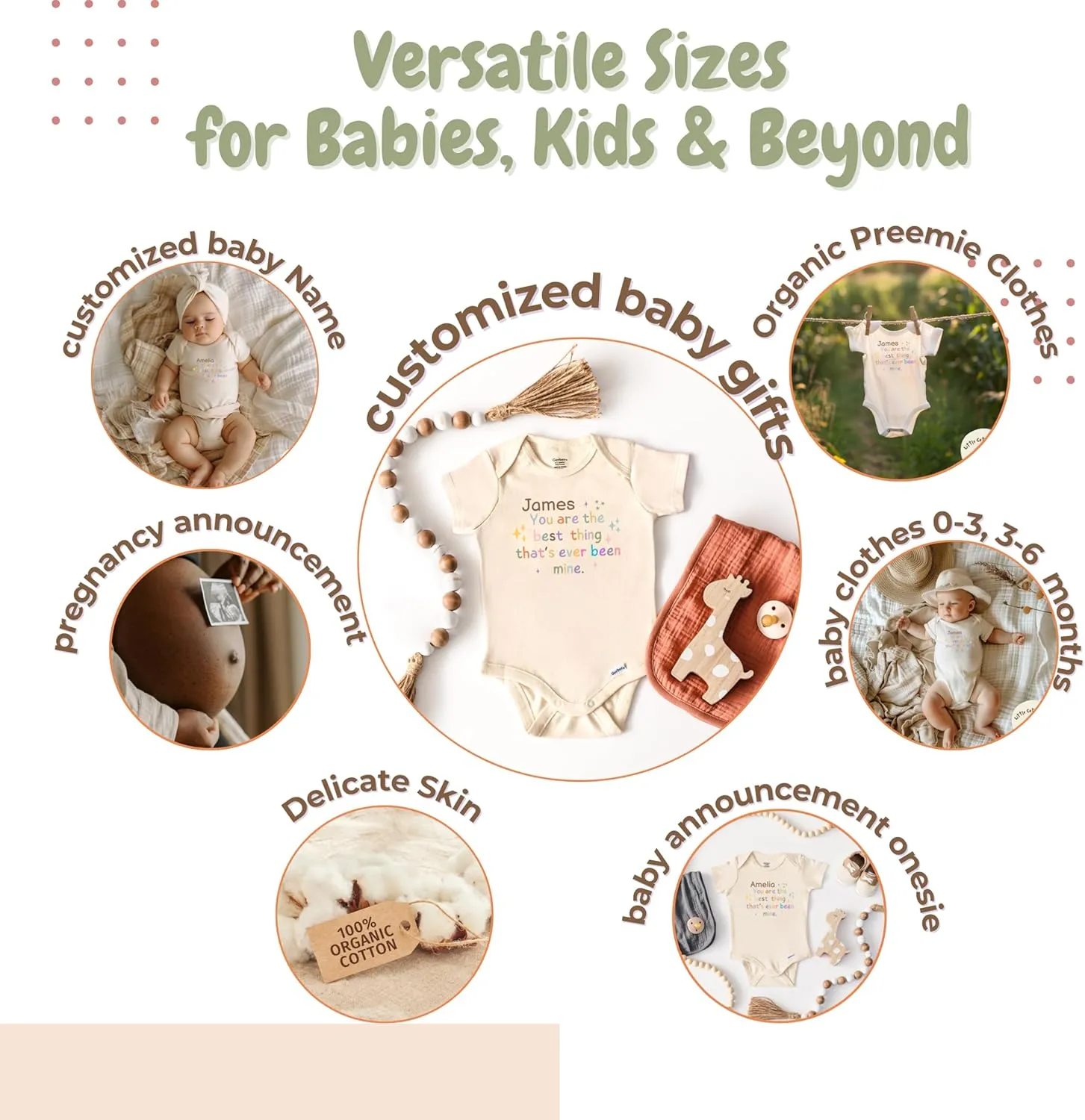 Custom Baby Onesie – Organic Baby Clothes- Personalized Bodysuit Baby Girl & Boy - Preemie Clothes, Customized baby gifts