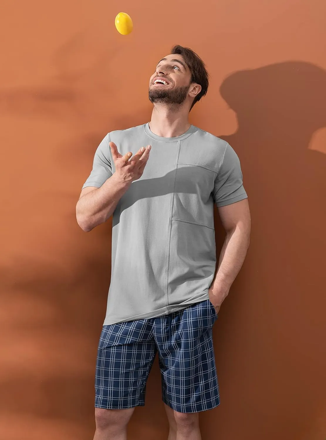 DAVID ARCHY Men's Cotton Pajama Set Top & Bottom Sleepwear PJs