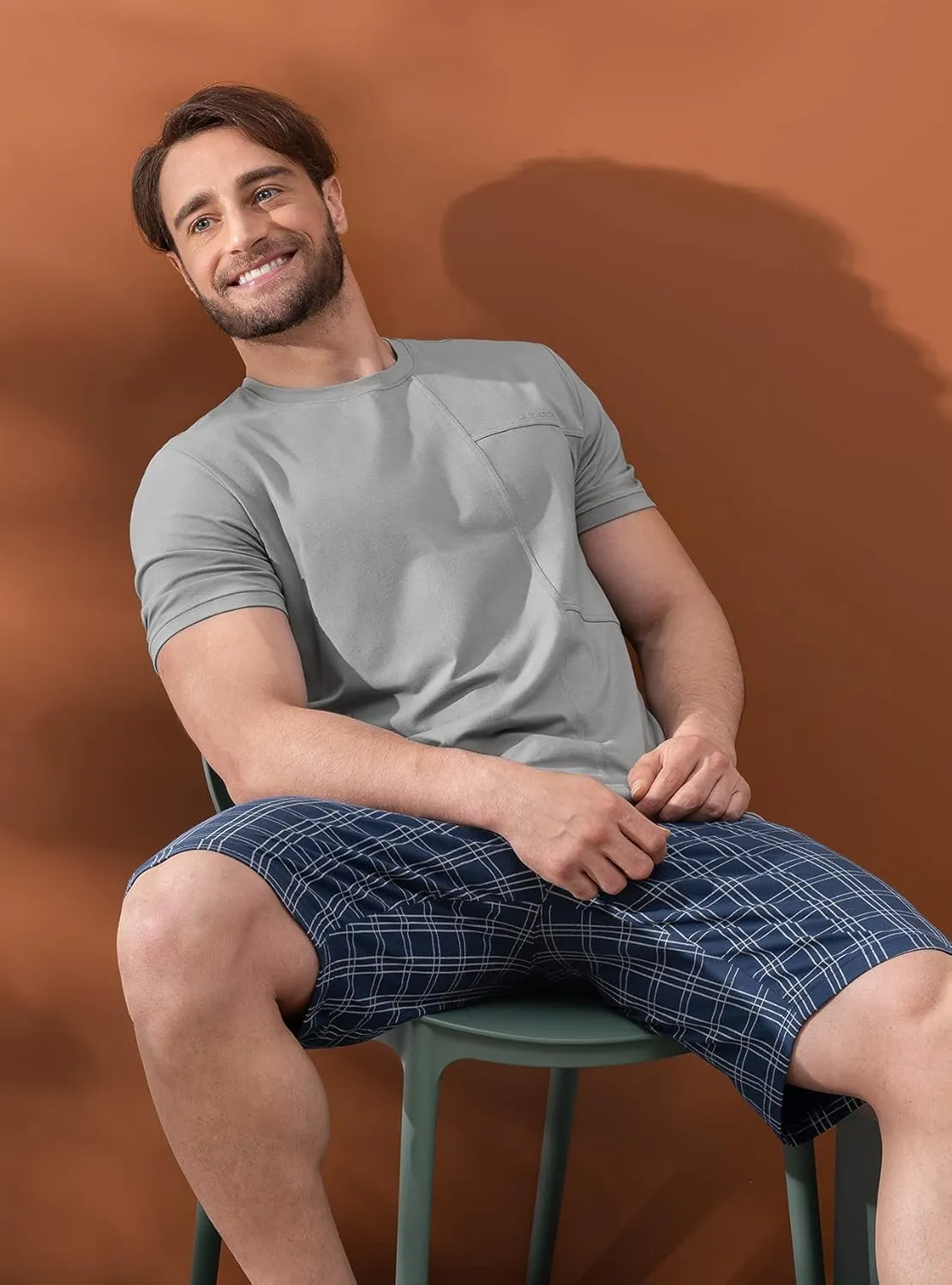 DAVID ARCHY Men's Cotton Pajama Set Top & Bottom Sleepwear PJs