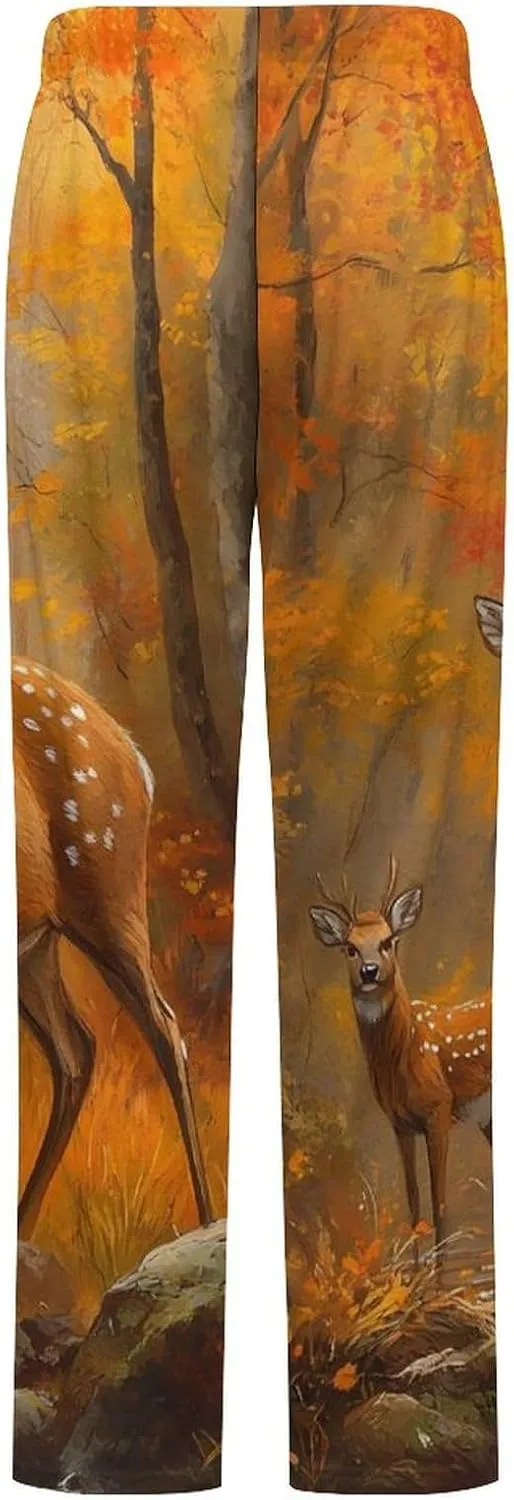 Deer Family Women's Pajama Pants Fleece Warm Pj Bottoms Sleepwear Lounge Pants Loungewear